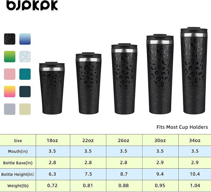 BJPKPK 30oz Insulated Tumbler With lid And Straw Stainless Steel Tumblers Travel Coffee Mug Reusable Thermal Cup,Black Leopard - Image 5