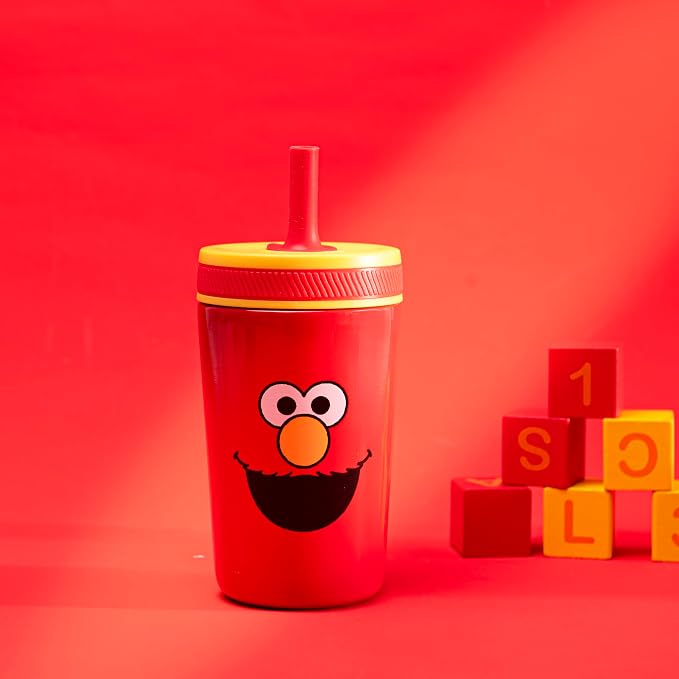 Zak Designs Sesame Street Kelso Toddler Cups For Travel or At Home, 12oz Vacuum Insulated Stainless Steel Sippy Cup With Leak-Proof Design is Perfect For Kids (Elmo) - Image 2