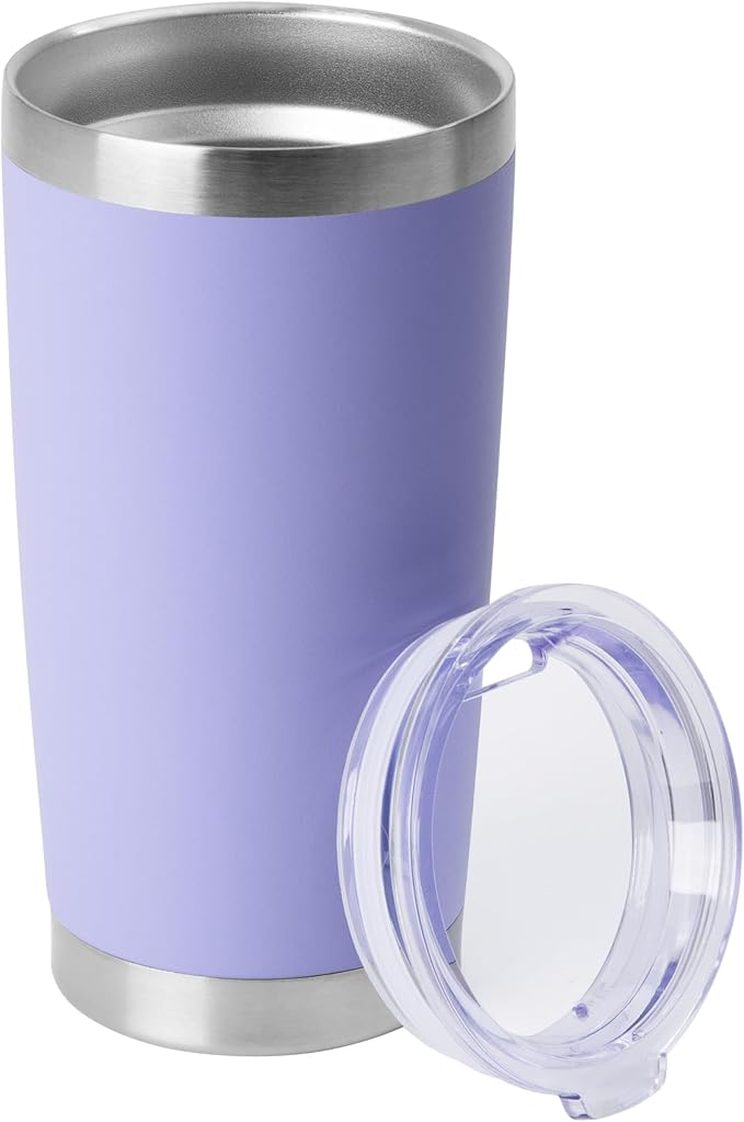 HASLE OUTFITTERS 20oz Stainless Steel Tumblers Bulk, Insulated Travel Cup with Lid, Double Wall Vacuum Coffee Mug for Cold & Hot Drinks 1 Pack, Light Purple by HASLEOUTFITTERS
