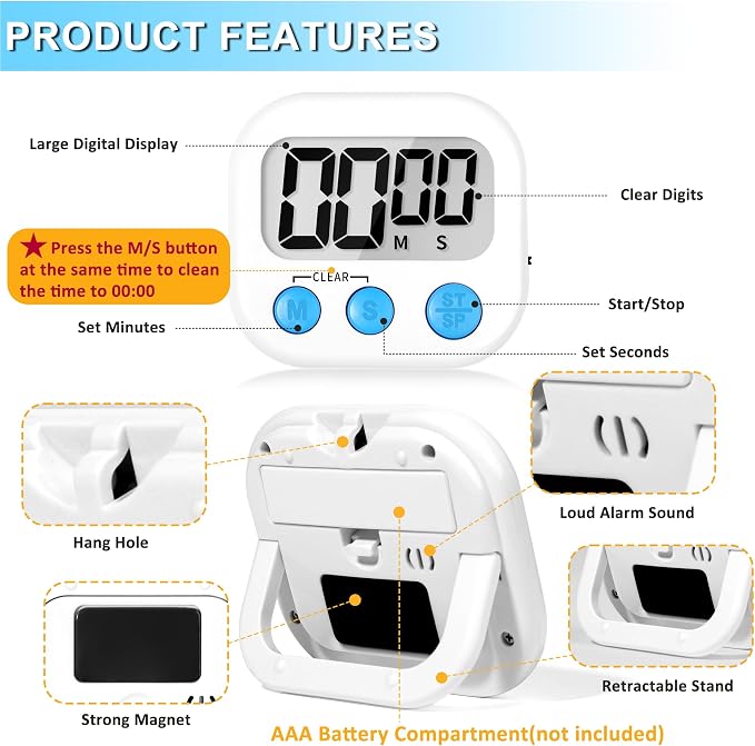 ZILLEEN Classroom Timer for Kids Teachers 6 Pack Digital Timers - Image 7