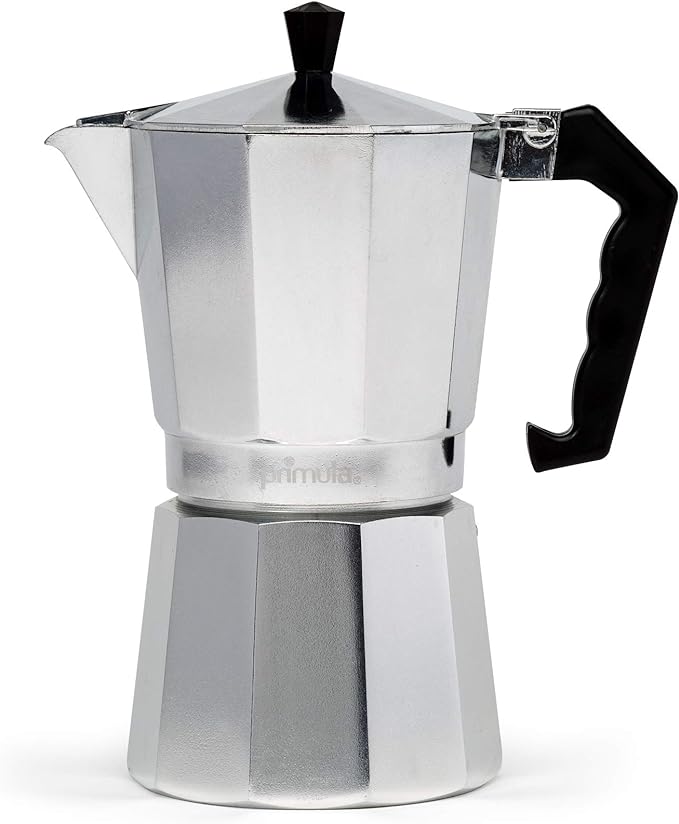 Primula Classic Stovetop Espresso and Coffee Maker, Moka Pot for Italian and Cuban Café Brewing, Greca Coffee Maker, Cafeteras, 9 Espresso Cups, Silver by Primula