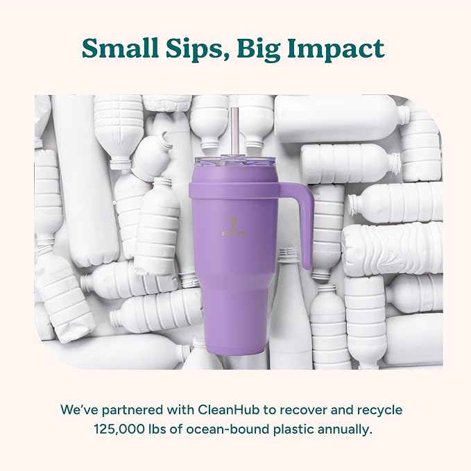 Reduce 40 oz Stainless Steel Tumbler with Handle - Dual-Wall Vacuum Insulated Travel Mug, Sweat-Proof Lid & Reusable Straw - Keeps Drinks Cold for 24 Hrs, Fits Cupholders, Dishwasher Safe-Ocean Breeze - Image 9