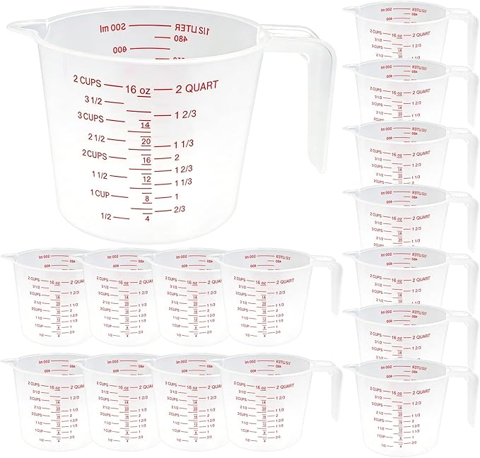16 Pcs 2 Cup Capacity Plastic Measuring Cup, 16 Oz/500 ml Clear Graduated by Unknown