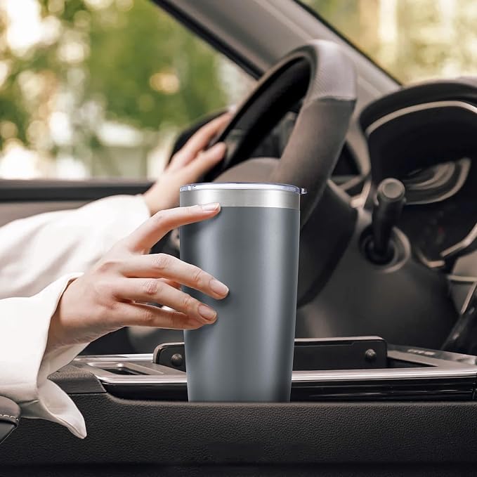 20 oz Tumbler with Lid Stainless Steel Insulated Tumblers Bulk Double Wall Vacuum Cups Powder Coated Travel Mug Keep Drinks Cold and Hot, Grey, 12 Pack - Image 5