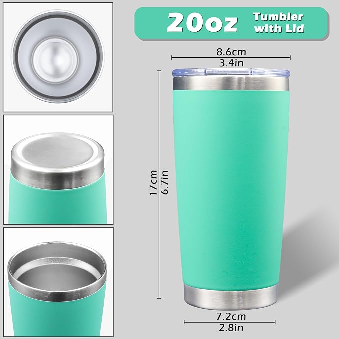 AIANJI 20oz Tumbler Bulk Stainless Steel Tumblers with Lid Vacuum Insulated Double Wall Travel Coffee Mug Powder Coated Tumbler Cup for Hot and Cold Drinks(Light Blue, 1 pack) - Image 5