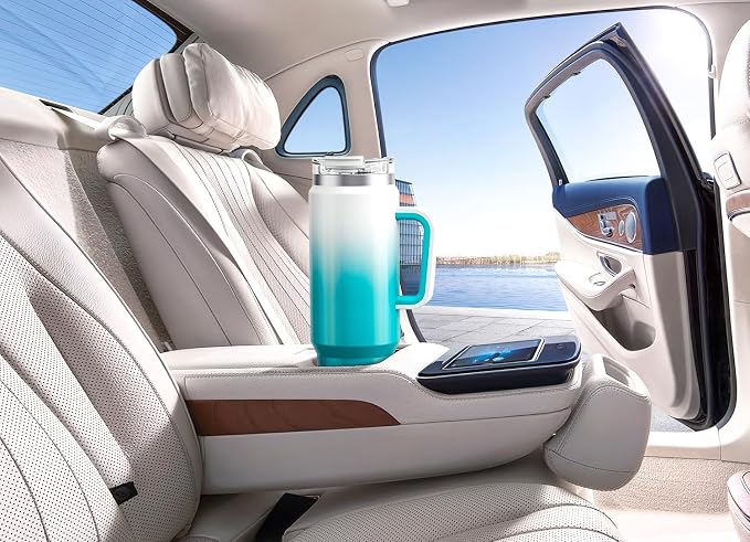 Meoky 40 oz Tumbler with Handle and Straw, Insulated Tumbler with Lid and Straw, Stainless Steel Travel Mug, Keeps Cold for 34 Hours, 100% Leak Proof, Fits in Car Cup Holder (Azure) - Image 7
