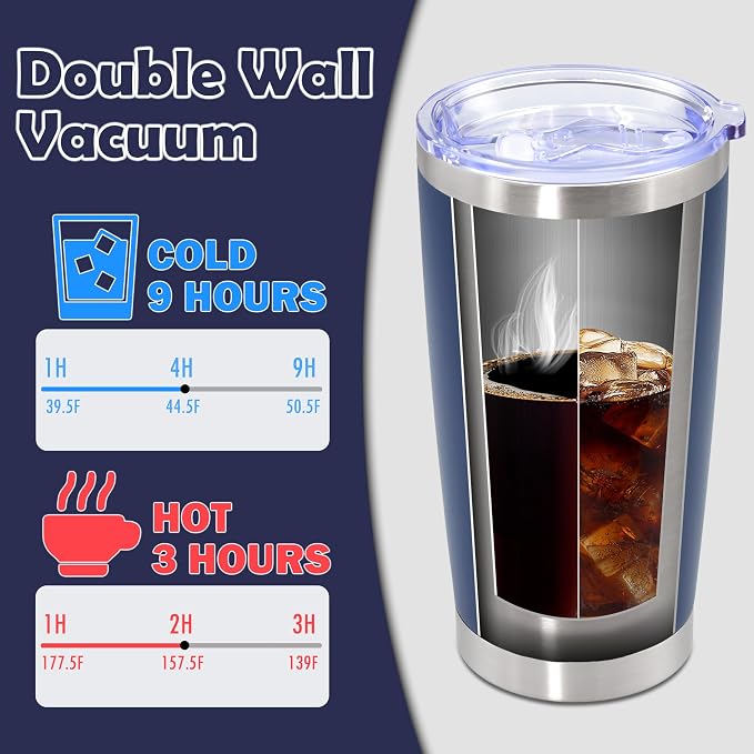 20oz Tumbler Bulk Stainless Steel Tumbler Cup with Lid Vacuum Insulated Double Wall Travel Mug, Durable Powder Coated Travel Coffee Tumbler Mug for Hot & Cold Drinks, Navy,8 Pack - Image 5