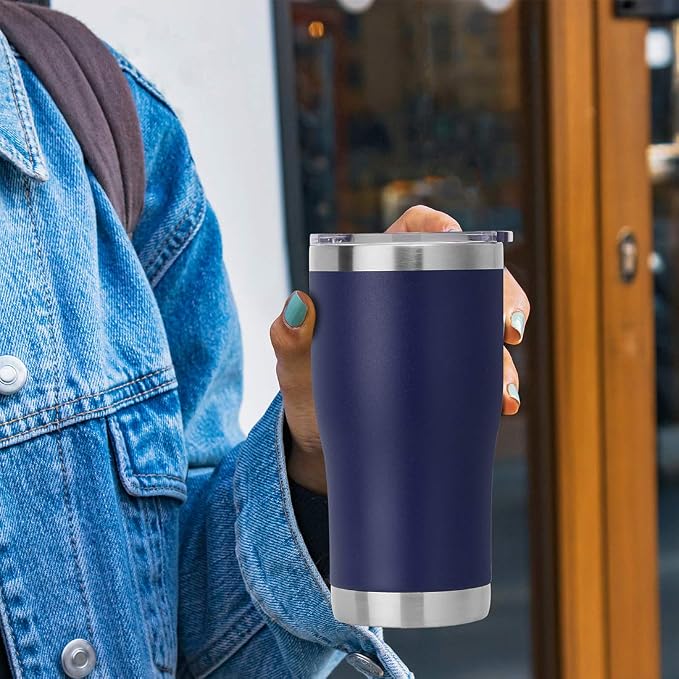 DOMICARE 20oz Tumbler with Lid Stainless Steel Tumblers Bulk, Double Wall Vacuum Insulated Coffee Travel Mug Powder Coated Tumbler, 1 Count (Pack of 1) Navy - Image 7
