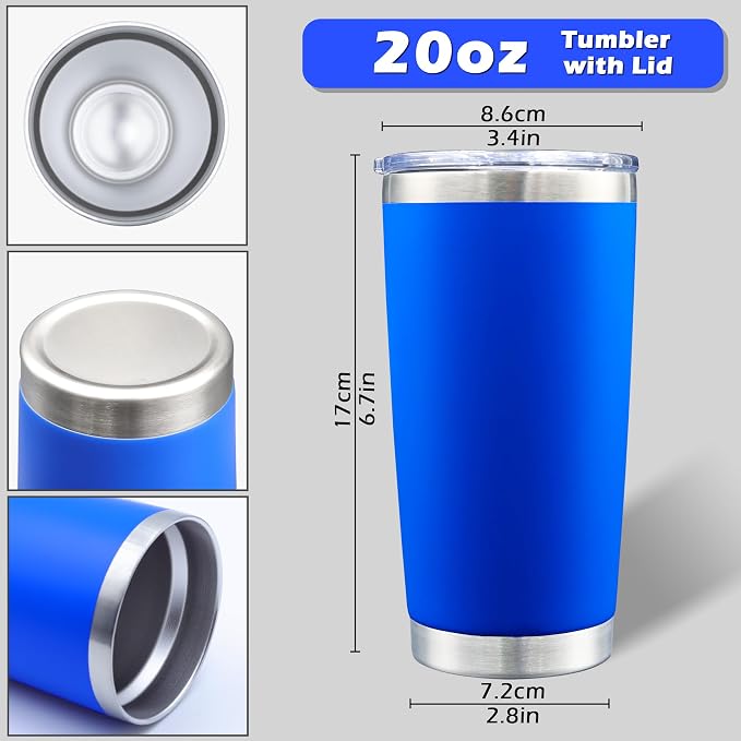 AIANJI 20oz Tumbler Bulk Stainless Steel Tumblers with Lid Vacuum Insulated Double Wall Travel Coffee Mug Powder Coated Tumbler Cup for Hot and Cold Drinks(Dark Blue, 6 pack) - Image 5