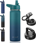 CIVAGO 22 oz Insulated Water Bottle With Straw, Stainless Steel Sports Water Flask Cup with 3 Lids (Straw, Portable Spout and Handle Lid), Double Walled Travel Thermal Canteen Mug, Dark Night by CIVAGO