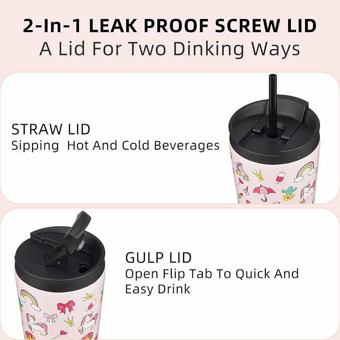 BJPKPK 30oz Insulated Tumbler With lid And Straw Stainless Steel Tumblers Travel Coffee Mug Reusable Thermal Cup,Unicorns - Image 3