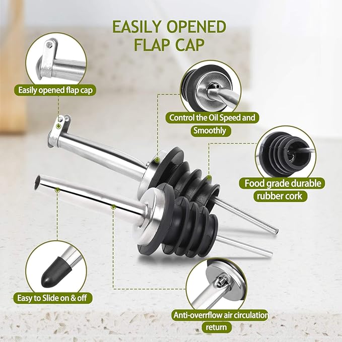 AOZITA [2 PACK 17 oz Glass Olive Oil Dispenser Bottle Set - 500ml Dark Green - Image 5