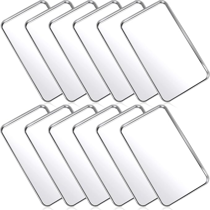Mimorou 12 Pcs Baking Sheet Stainless Steel Cookie Small Metal Sheet Pans by Mimorou
