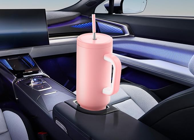 Meoky 50 oz Tumbler with Handle, Tumbler with Lid and Straw, Insulated Stainless Steel Travel Mug, 100% Leak-proof, Keeps Cold for 36 Hours or Hot for 12 Hours (Blush) - Image 7