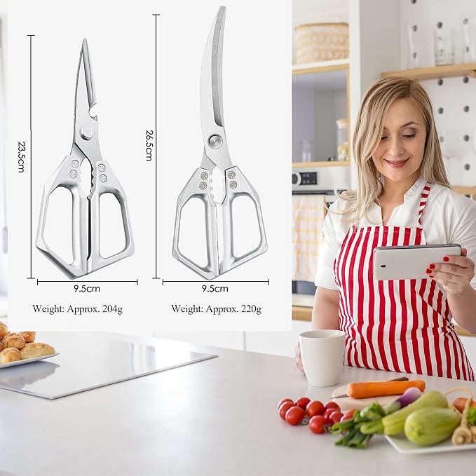 2-Piece Heavy Duty Kitchen Scissors Professional Stainless Steel Meat & Poultry - Image 4