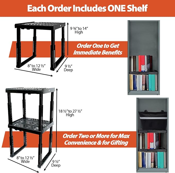 Piffny 2 Pack Locker Organizer Shelf, Adjustable Width and Height, and Gym - Image 4