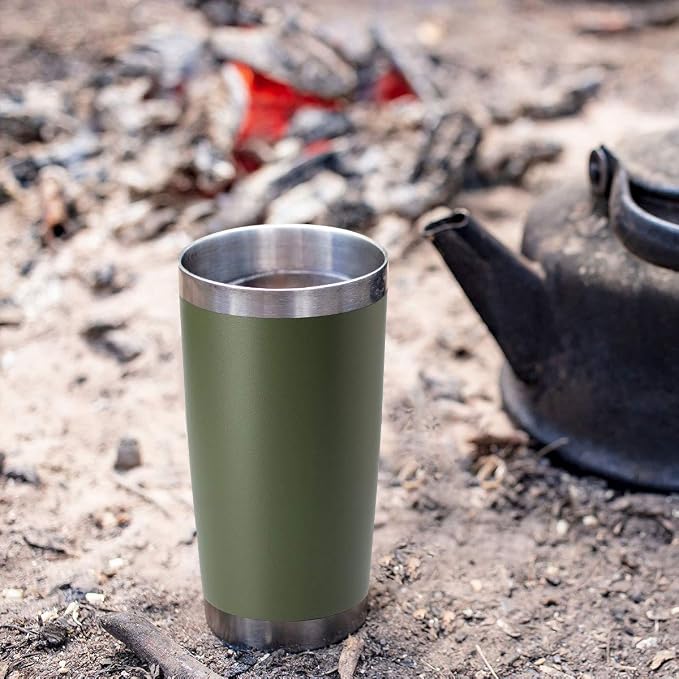 HASLE OUTFITTERS 20oz Tumblers Bulk Stainless Steel Cup with Lid Double Wall Vacuum Insulated Coffee Mug for Cold & Hot Drinks 1 Pack, Army Green - Image 5