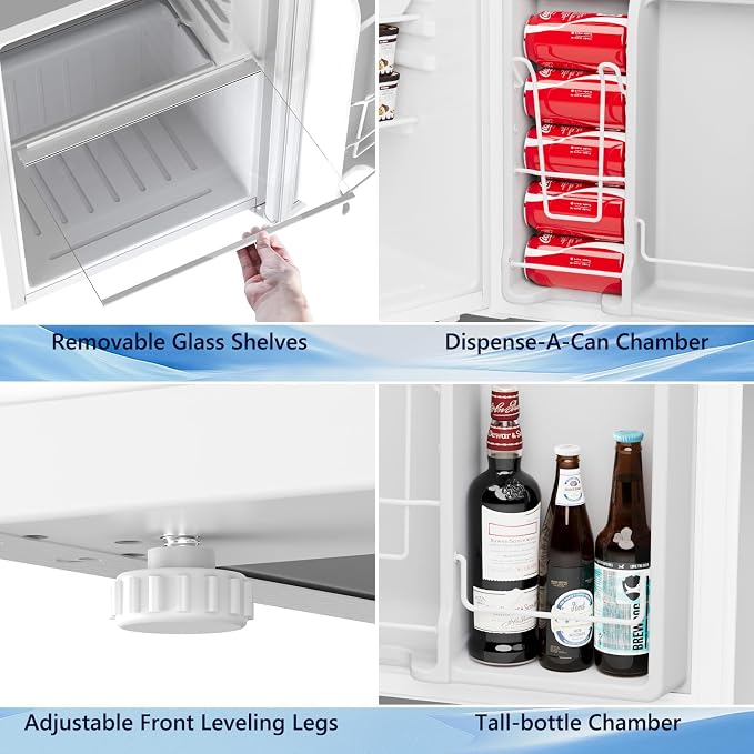 COWSAR 3.2 Cu.Ft Mini Fridge with Freezer for Bedroom Office, White | Single Reversible Door, 7 Temperature Settings, Energy Saving, 2 Removable Shelves, Compact Small Fridge for Apartment Dorm - Image 4