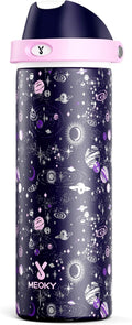 24 oz Insulated Water Bottle for Women: Meoky Stainless Steel Water Bottle with 2-in-1 Straw and Spout Lid - Leak Proof, Cold for 24 Hours, Fits in Car Cup Holder, BPA-Free for Sports Travel, Cosmic by MEOKY