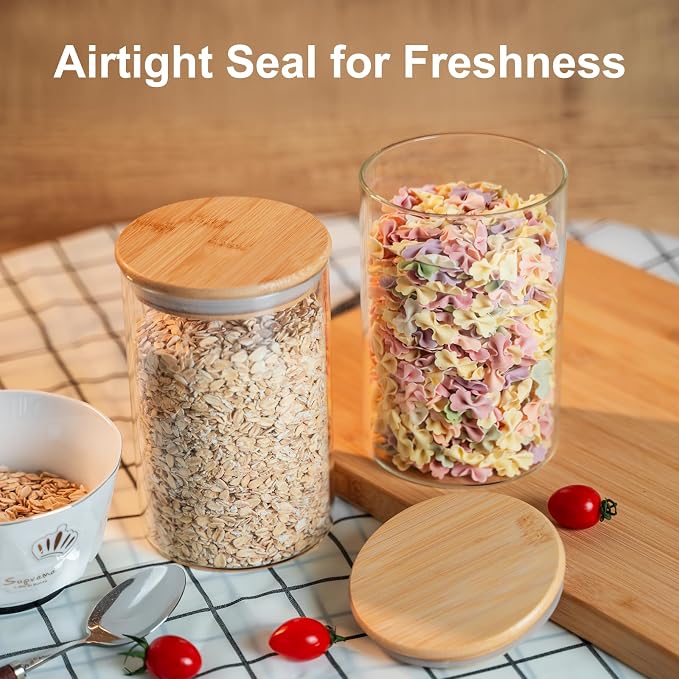 Liuruiyu 50oz Glass Food Storage Jars Set of 6, Glass Storage Containers Clear - Image 3
