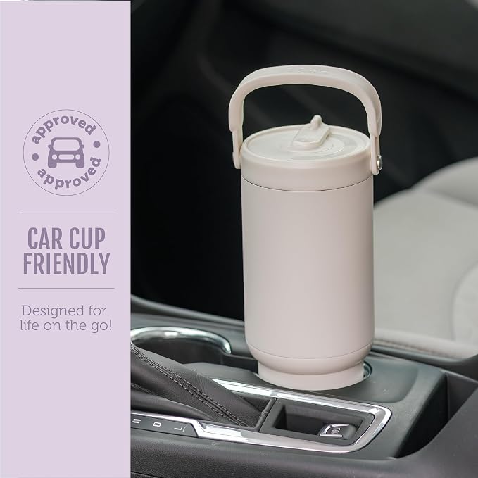 Ello Oasis Go+ 32oz Tumbler with Top Handle and Retracting Straw | Reusable Insulated Stainless Steel Cup, 100% Leakproof Water Bottle, 24 Hours Cold, Cup Holder Friendly For Travel | Daisies - Image 5