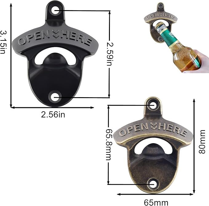 Old Time Wall Mount Bottle Opener, Vintage Metal Screw on Bottle Cap Opener - Image 5