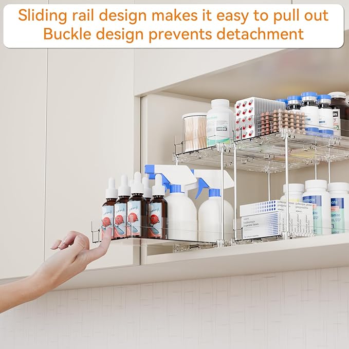 2 Set, 2 Tier Pull Out Cabinet Organizer - Image 6