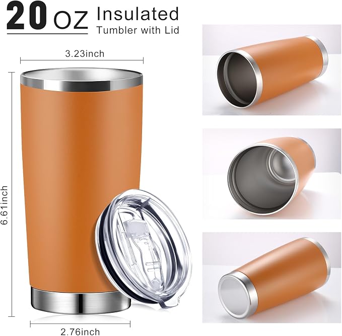 Sieral 36 Pack Stainless Steel Tumblers Bulk with Lids Double Wall Vacuum Insulated Coffee Cups Blank leakproof Powder Coated Tumblers for Engraving Wedding Graduation Party Favors(20 oz,Brown Gray) - Image 2