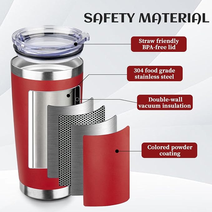 StarSpeed 20oz Tumbler Bulk with Lid, Stainless Steel Insulated Tumblers Double Wall Vacuum Insulated Travel Mug, Powder Coated Coffee Cups for Hot and Cold Drinks(Wine Red,1) - Image 4