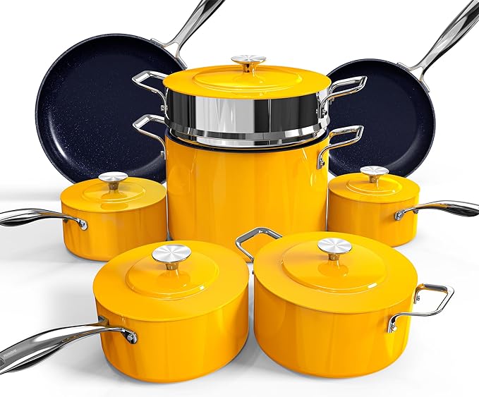 Nuwave Lux 13pc Forged Lightweight Cookware Set PFAS Free, Healthy G10 Duralon by NuWave