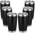20oz Stainless Steel Tumbler Bulk with Lid, Travel Mug - Double Wall Vacuum Powder Coated Cup - Black, 6 Pack by Unknown