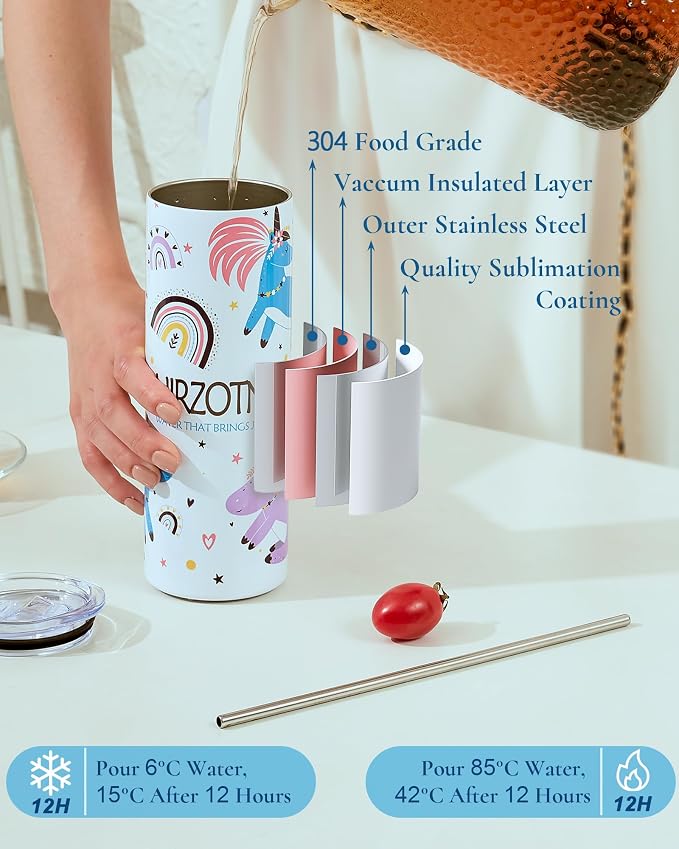 25 Pack 20oz Sublimation Tumbler Blanks Skinny Straight in Bulk, Stainless Steel Insulated Sublimation Tumbler with Polymer Coating for Heat Transfer, with Lid, Straw, Ribbon, Gift Box - Image 3