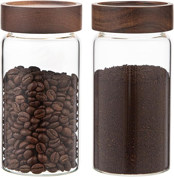 18 OZ Glass Coffee Jars with Top Screw Lid Ground Sugar Spice Herb Container - Image 5