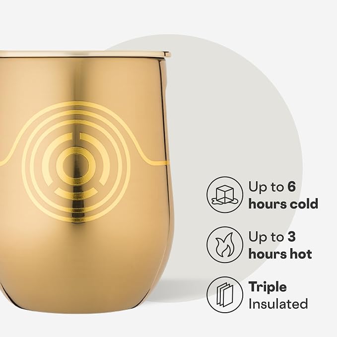 Corkcicle Stemless Insulated Wine Glass Tumbler - Keeps Beverages Cold 6 Hours & Hot 3 Hours - Stainless Steel - Easy-Grip - Summer Gift - Keeps Drinks Ice Cold - 12 oz - Droid Set 3-Pack Bundle - Image 3