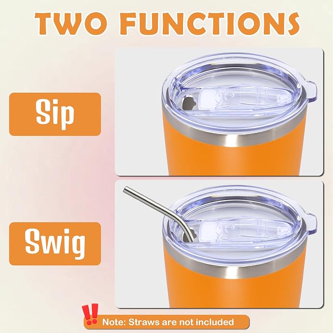 20oz Tumbler Stainless Steel Tumbler Cup with Lid Vacuum Insulated Double Wall Travel Mug, Durable Powder Coated Travel Coffee Tumbler Mug for Hot & Cold Drinks,Orange,1 Pack - Image 7