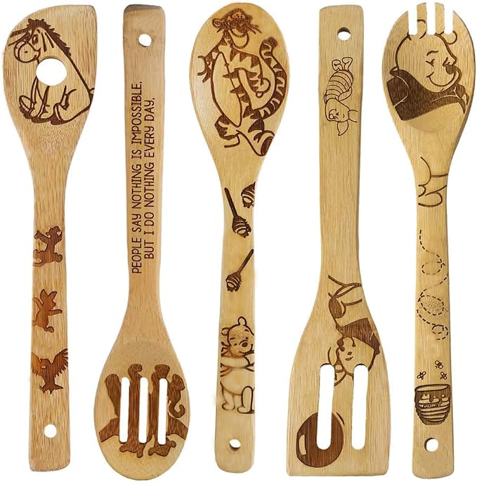 5 Cartoon Wooden Spoons for Cooking by FUTERLY