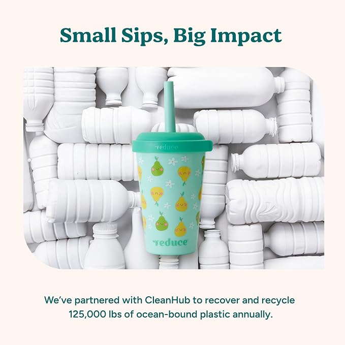 REDUCE GoGo's Kids Portable Tumbler Cups with Lids and Spill-Proof Straws - 5 Pack of Stackable 12 oz Tumblers with Twist-On Lids - Easy Storage, Dishwasher Safe - Fruity Cutie - Image 7