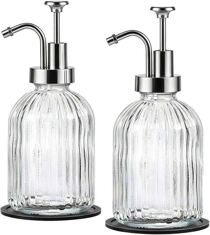 SheeChung Clear Glass Soap Dispenser, 12 Oz Liquid Hand Soap Dispenser by SheeChung