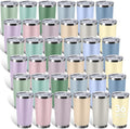 Sieral 36 Pack Stainless Steel Tumblers Bulk with Lids Double Wall Vacuum Insulated Coffee Cups Blank leakproof Powder Coated Tumblers for Engraving Wedding Graduation Party Favors(20 oz,Matte Color) by Sieral