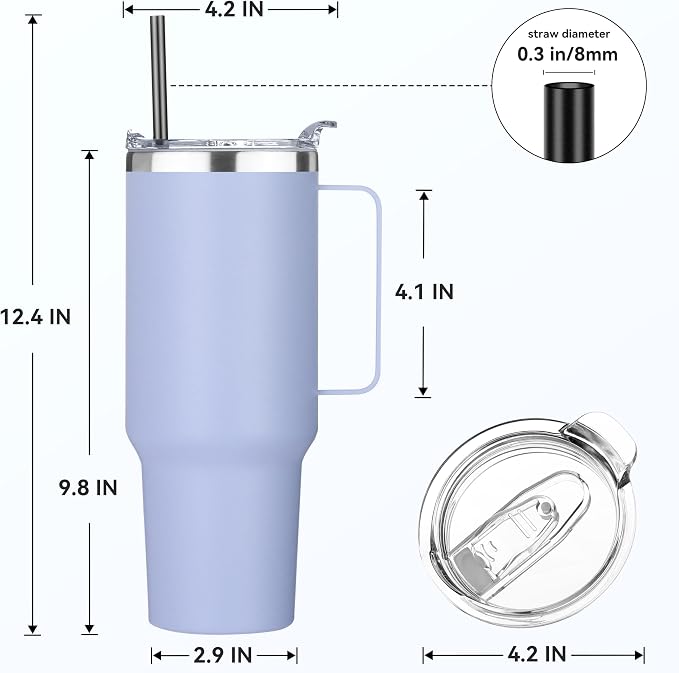HASLE OUTFITTERS 40 oz Stainless Steel Tumbler with Handle, Vacuum Insulated Tumblers Bulk, Reusable Double Wall Travel Coffee Mug, Durable Powder Coated Water Bottle(Blue, 4) - Image 3
