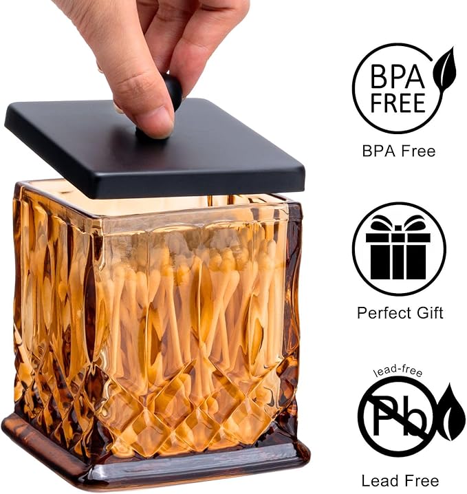 Qtip Holder, 15Oz Amber Glass Apothecary Jars - Image 5