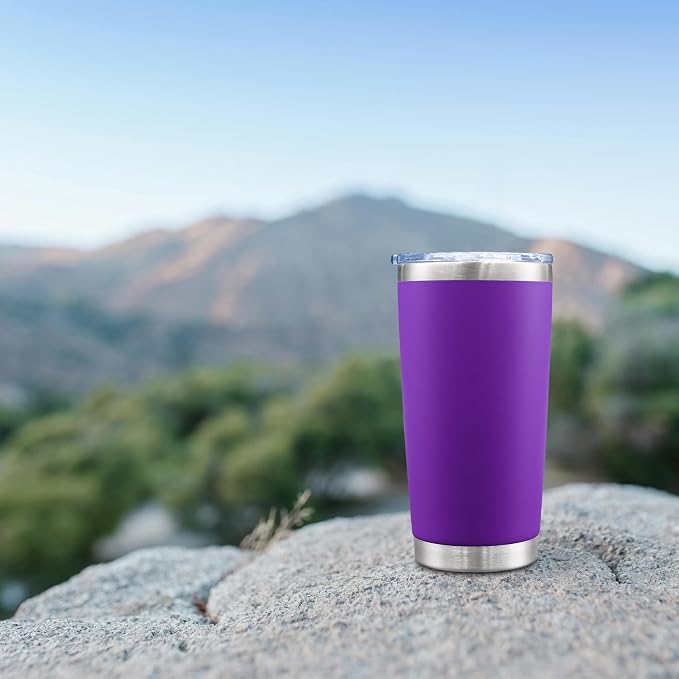 AIANJI 20oz Tumbler Bulk Stainless Steel Tumblers with Lid Vacuum Insulated Double Wall Travel Coffee Mug Powder Coated Tumbler Cup for Hot and Cold Drinks(Purple, 12 pack) - Image 2
