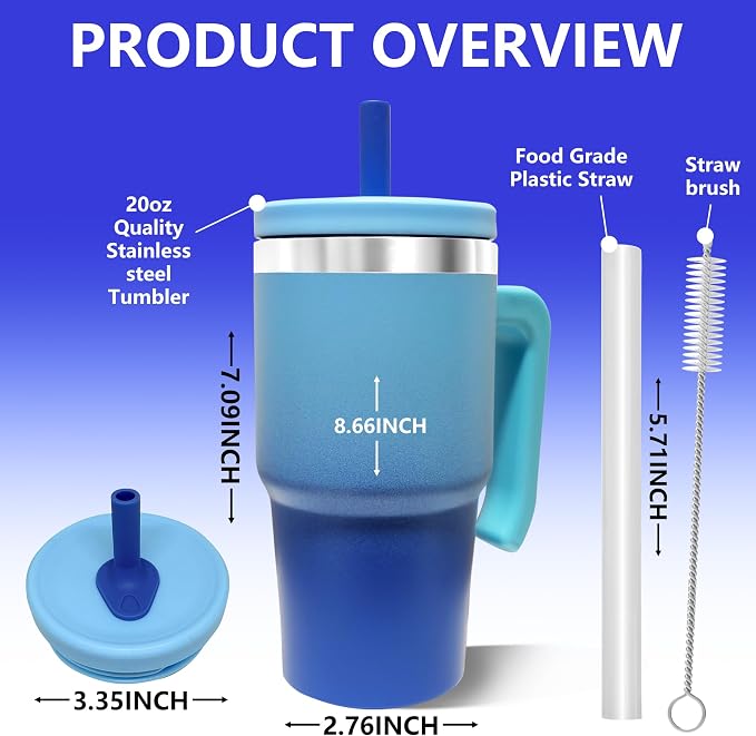 2PCS 20-OZ Insulated Water Bottle,Insulated Stainless Steel Tumbler,Reusable Cold Drink Thermos,BPA-Free, Double-Wall Stainless Steel Water Bottle (Royal Blues, 20, Fluid Ounces) - Image 2