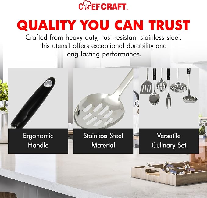 Chef Craft Select Slotted Spoon, 12 inch, Stainless Steel - Image 4