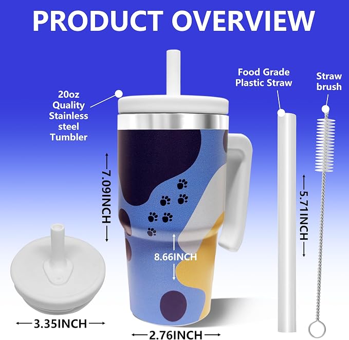 2PCS 20-OZ Insulated Water Bottle,Insulated Stainless Steel Tumbler,Reusable Cold Drink Thermos,BPA-Free, Double-Wall Stainless Steel Water Bottle (Blue-Hoo rays, 20, Fluid Ounces) - Image 2
