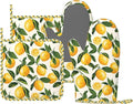 Oven Mitts and Pot Holders Set, Lemon Fruit Watercolor Silicone Kitchen by DADABULIU