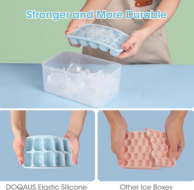 DOQAUS Ice Cube Tray with Lid and Bin - Image 3