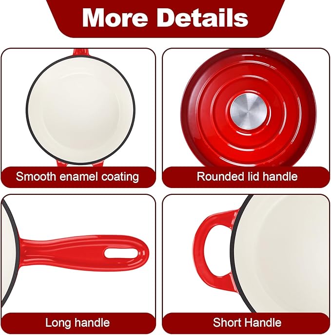 HaSteeL 1 QT Cast Iron Saucepan, Mini Enamel dutch oven - Image 6