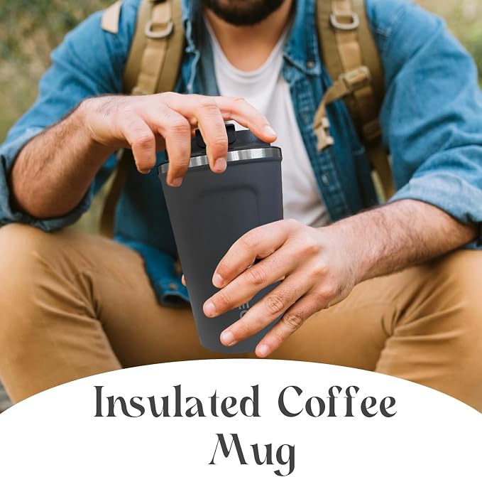 YINBAOGE Insulated Travel Coffee Mug, Spill & Leak Proof, Portable To Go Camping Stainless Steel Coffee Tumbler, Reusable Thermal Coffee Cup with Lid for Hot & Cold Drinks (2nd-Blue, 17 OZ) - Image 6