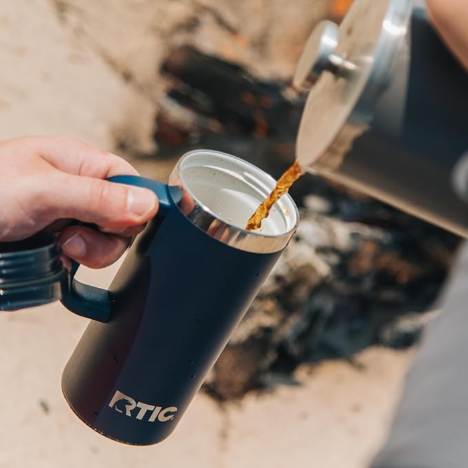RTIC 16oz Road Trip Travel Mug with Lid and Handle, Ceramic Lined, Insulated, Stainless Steel, Metal, Double Wall Vacuum-Insulation, Portable Coffee, Tea Cup for Hot and Cold Drink, Navy - Image 6
